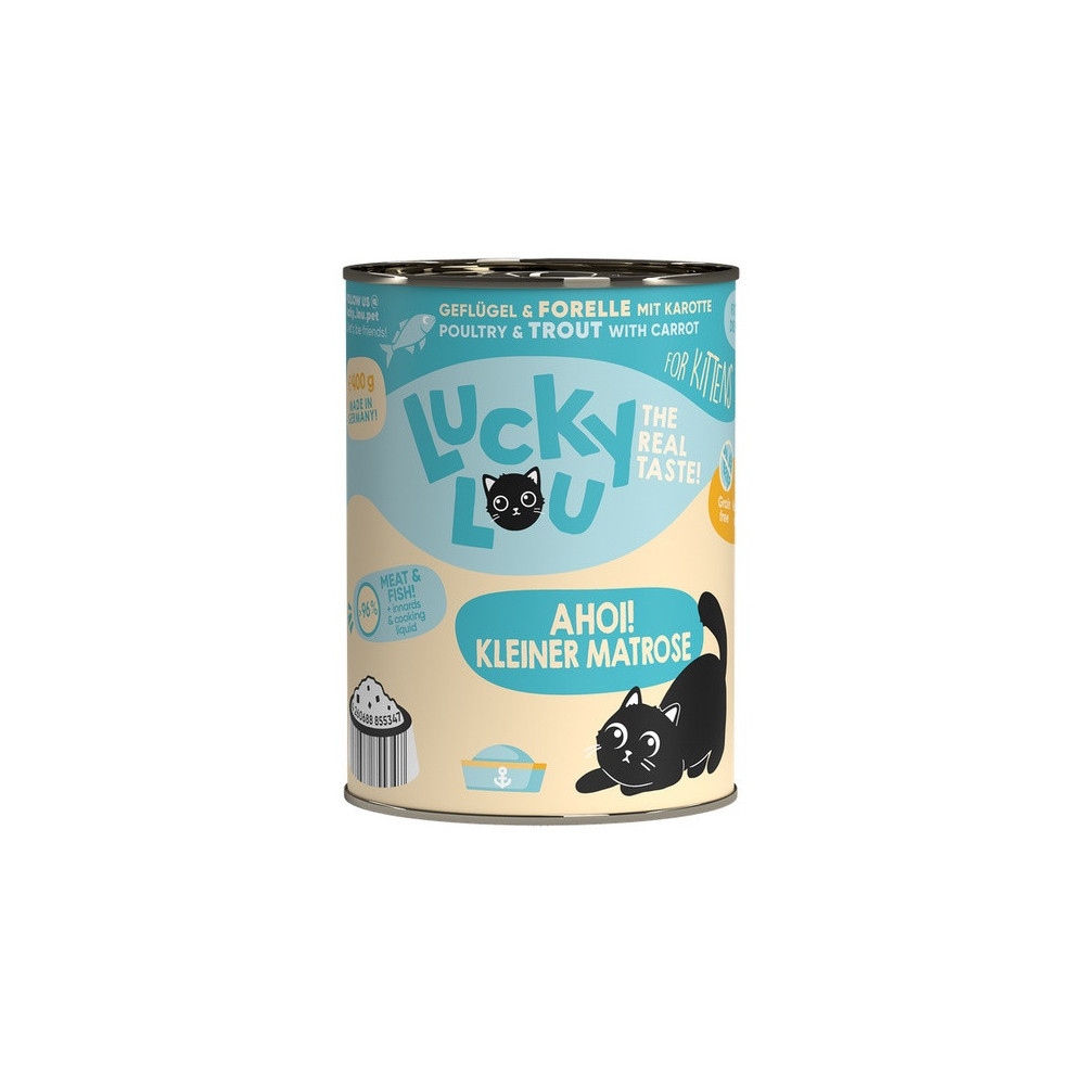Lucky Lou Lifestage Kitten Drób i pstrąg puszka 400g