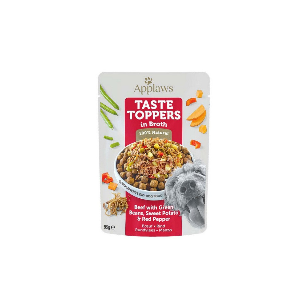 Applaws Taste Toppers Saszetka dla psa - wołowina, zielony groszek, bataty i czerwona papryka w sosie 85g